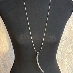 Lane Bryant Rustic Silver Encrusted Horn Necklace 30”+3”